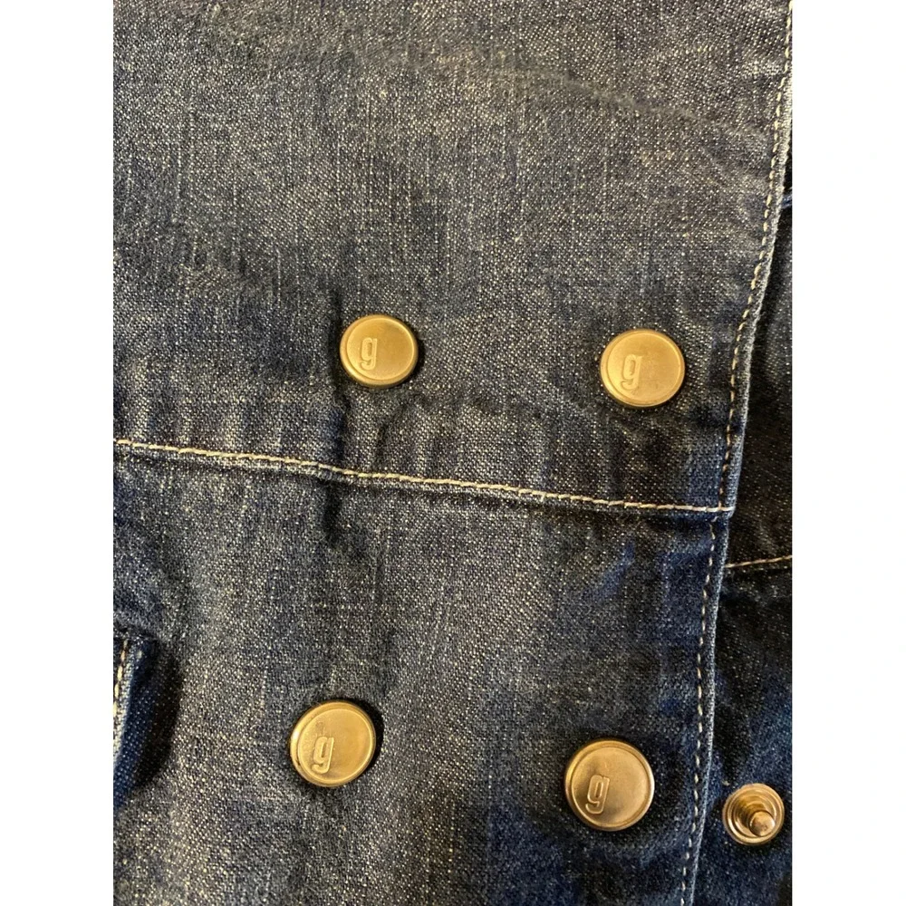 Gymboree Toddler Girls Denim Pea Coat Jacket Polka Dot Lining Blue Small 3Y 0444